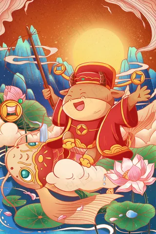 牛年插画海报图片 