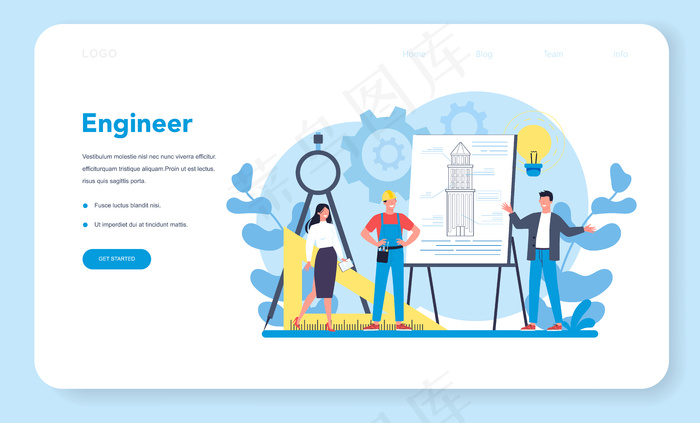 工程师网页横幅banner或登录页面eps,ai矢量模版下载