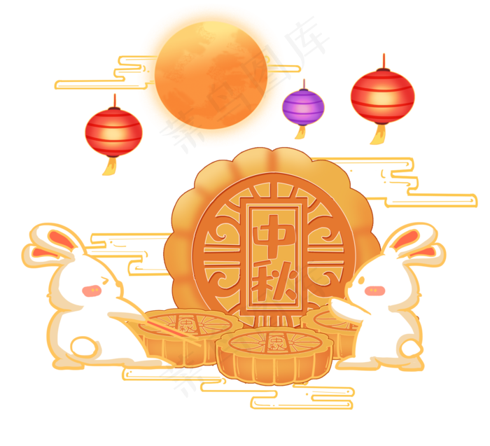 搬月饼玉兔兔子