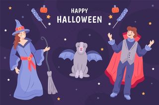 手绘万圣节插图背景