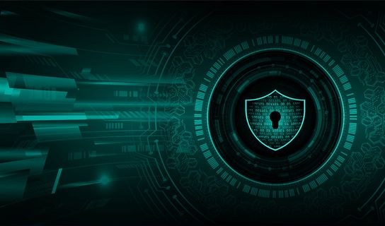 数字背景上的封闭式挂锁，网络安全