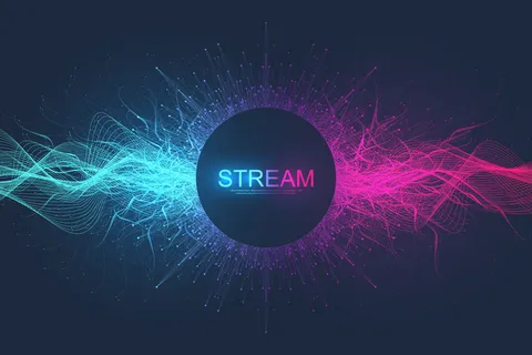 用彩色粒子抽象动态的线条和点背景。数字流背景，波流。丛状流背景。大数据技术，插图