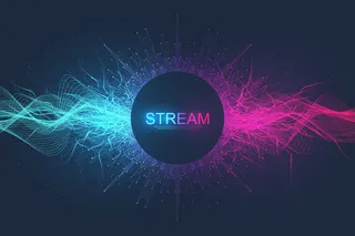 用彩色粒子抽象动态的线条和点背景。数字流背景，波流。丛状流背景。大数据技术，插图