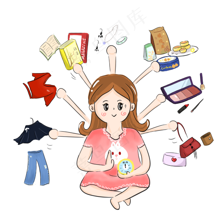 双十一购物节手绘PNG(3000X3000(DPI:300))psd模版下载