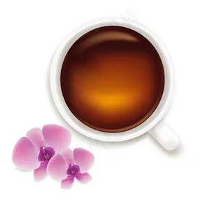 一杯兰花茶，白色背景，