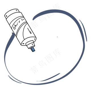 黑白线条画笔文字框