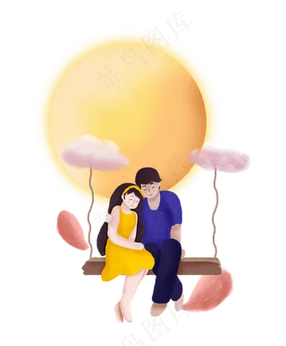 卡通七夕情人节情侣唯美