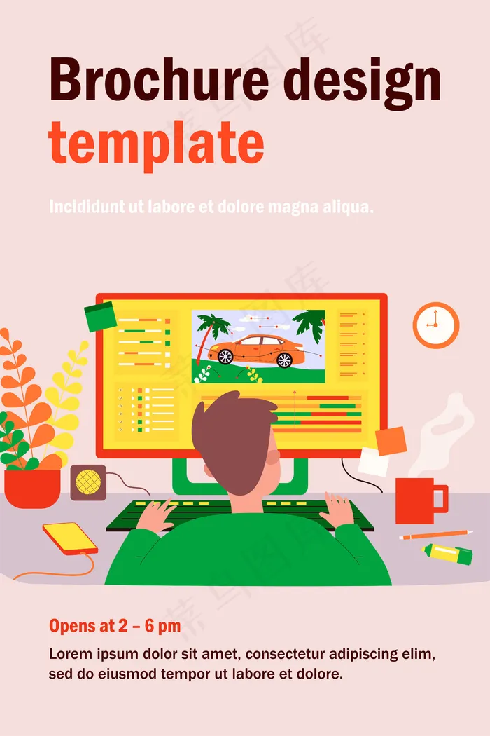 动画师坐在工作场所和创造运动设计孤立平面插图。在电脑上工作的卡通艺术家。平面创作职业与动画理念eps,ai矢量模版下载