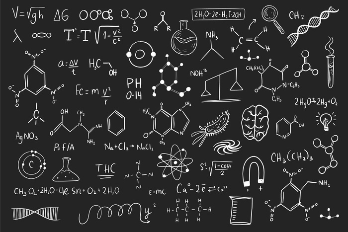 黑板上手绘科学公式eps,ai矢量模版下载