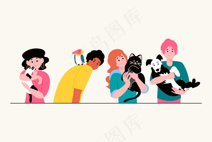 带宠物的人的插图概念eps,ai矢量模版下载