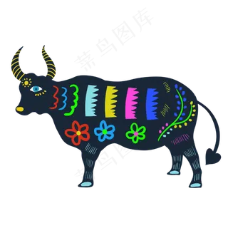 创意撞色牛剪纸