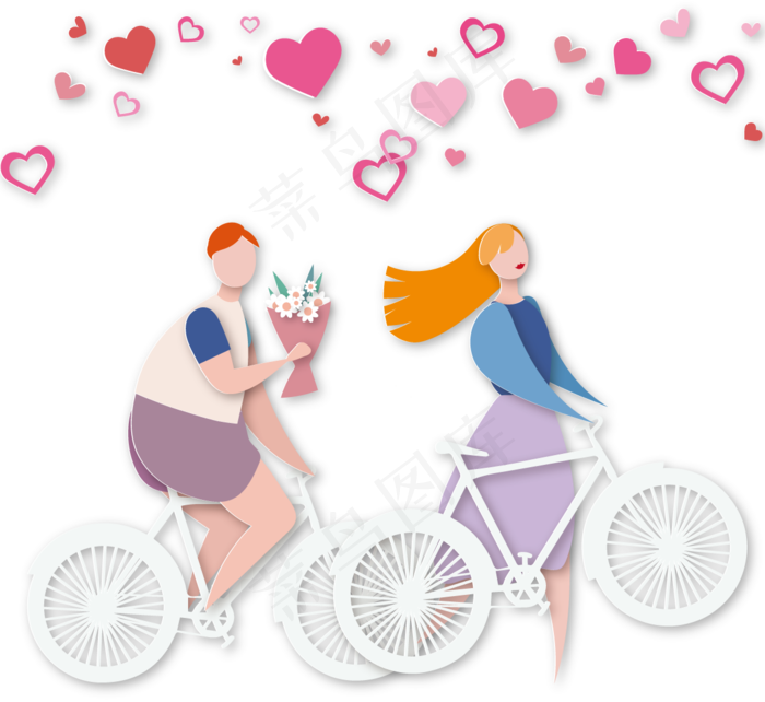 情人节那天自行车爱剪纸简约