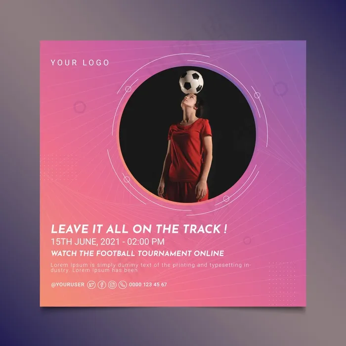 梯度足球方形宣传单,DM传单模板eps,ai矢量模版下载