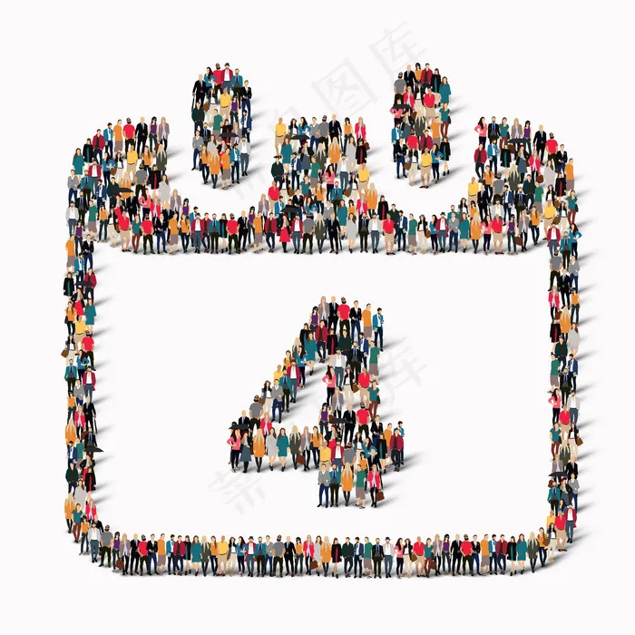 一大群人在日历日期图标假日的形状。插图eps,ai矢量模版下载