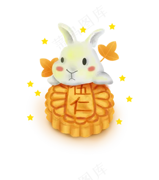 中秋节玉兔和月饼植物