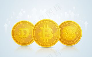具有股票市场交易背景的加密货币技术中的比特币、dogecoin和libra金币