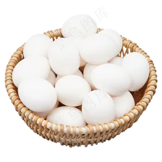 编织筐白色土鸡蛋,免抠元素