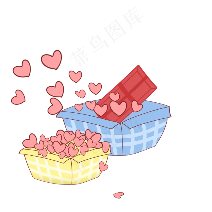 七夕粉色爱心礼物装饰(2000X2000(DPI:299))psd模版下载