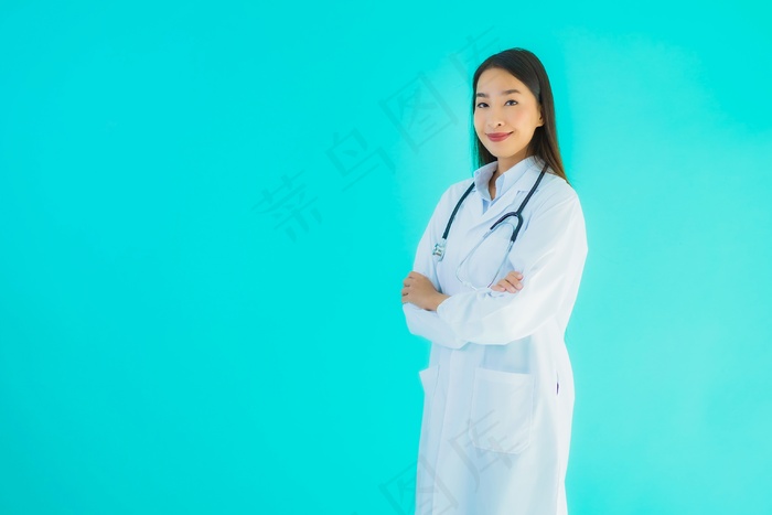 年轻漂亮的亚洲女医生用听诊器画像