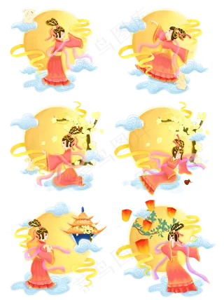 中秋节手绘嫦娥奔月