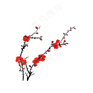 水墨古风手绘国画梅花红梅冬梅可