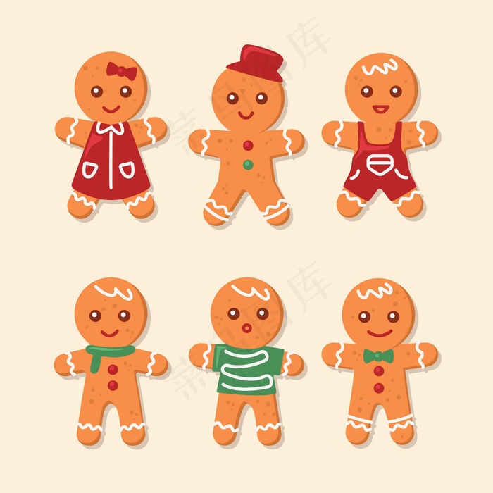 姜饼人饼干收集平面设计