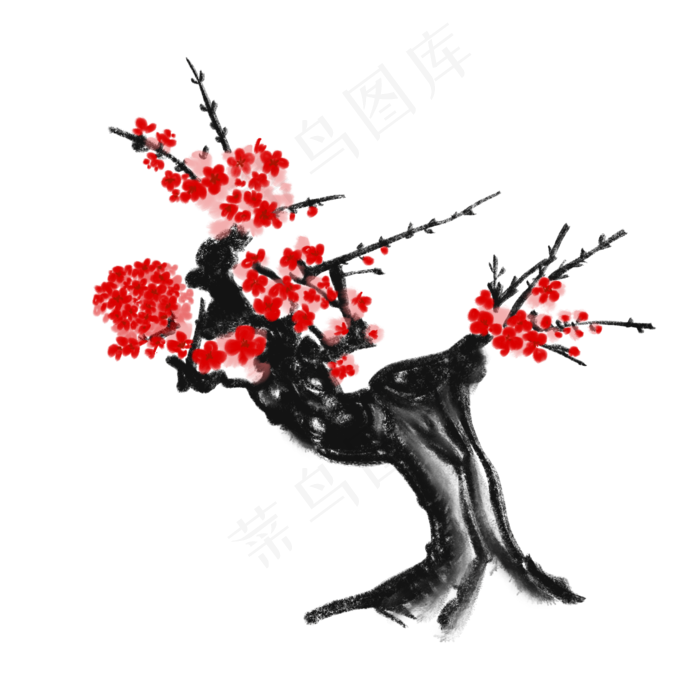  梅花水墨画 (2000X2000(DPI:300))psd模版下载