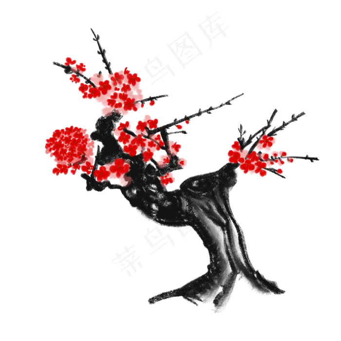  梅花水墨画 (2000X2000(DPI:300))psd模版下载