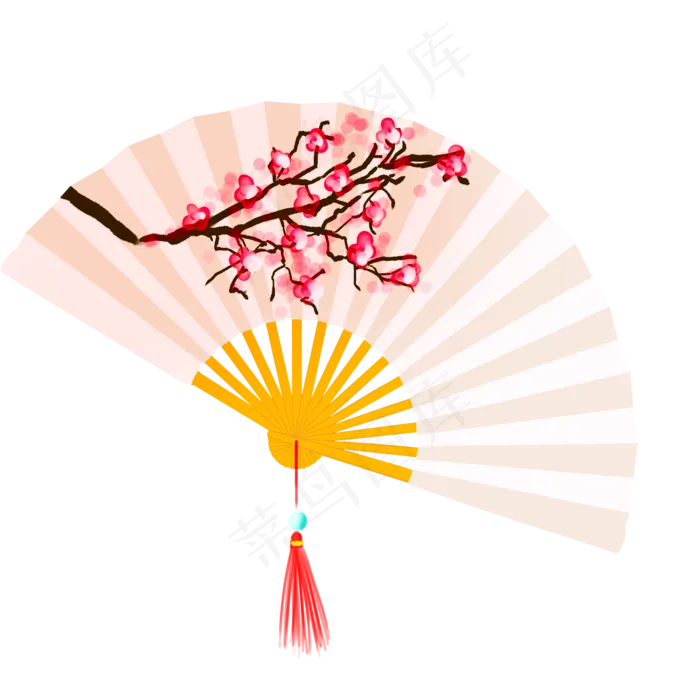 梅花花纹折扇(2200X2201(DPI:300))psd模版下载