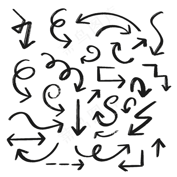 手绘箭头组eps,ai矢量模版下载