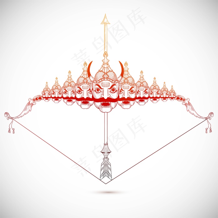 《快乐的杜塞赫拉》中拉玛勋爵用箭杀死拉瓦纳的素描设计