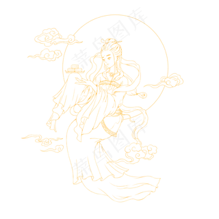 描金中秋嫦娥奔月