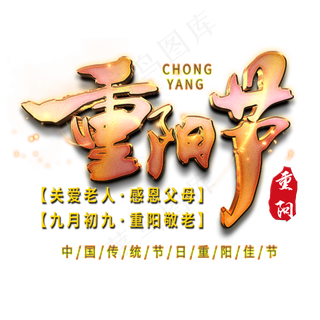 重阳节金色立体字