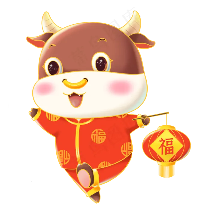 牛年手提灯笼的牛(3543X3543(DPI:300))psd模版下载
