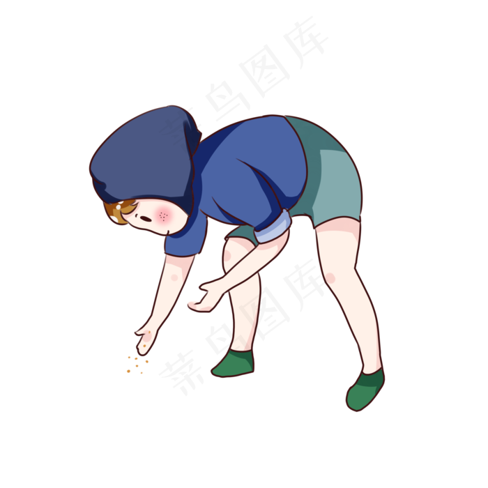 手绘卡通秋种播种子的人(2000X2000(DPI:300))psd模版下载