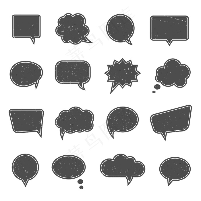 现代复古风格的空话泡泡。对话和信息，思考和交流，谈论网络，思考，