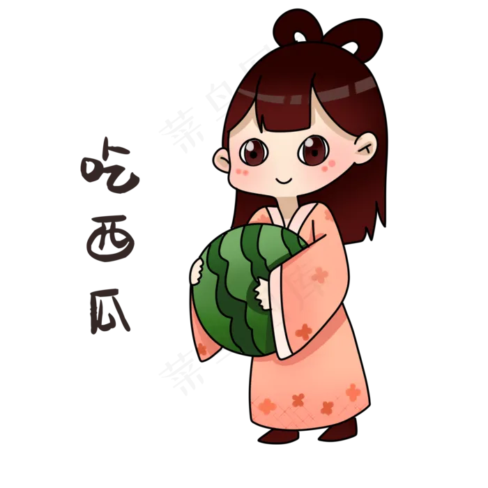 嫦娥吃西瓜表情包(2000X2000(DPI:300))psd模版下载