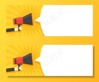 用扩音器横幅banner宣布的语音泡沫