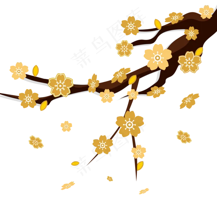 黄色梅花漂浮(2000X2000(DPI:299))psd模版下载