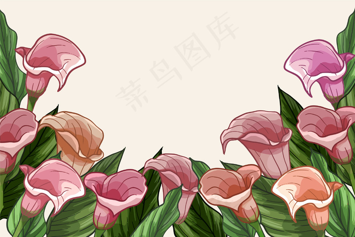 粉红色手绘花卉背景eps,ai矢量模版下载