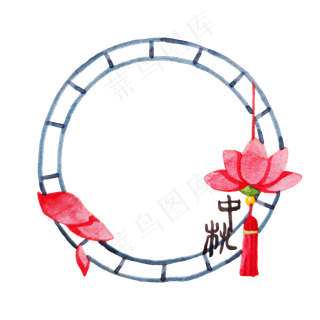 花朵中秋节边框
