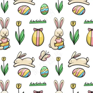 手绘彩色复活节图案