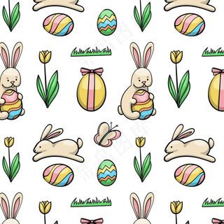 手绘彩色复活节图案