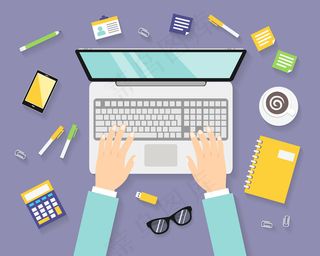 带笔记本电脑的办公场所