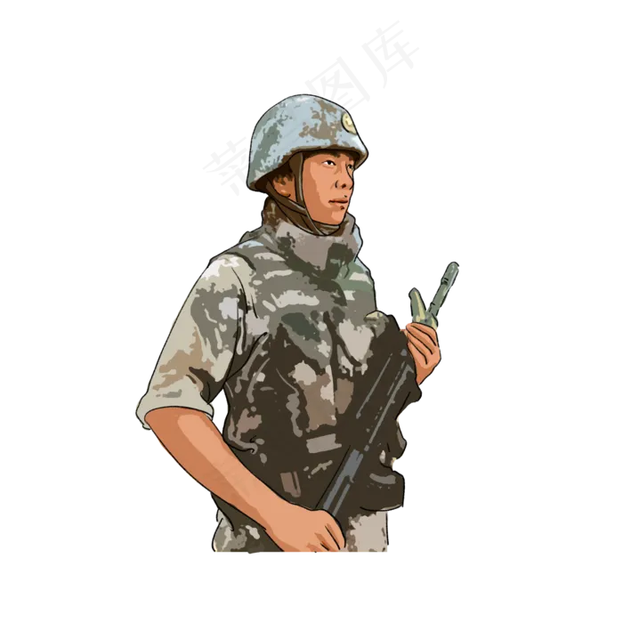 手绘风国庆节军人战士解放军人物(2000X2000(DPI:300))psd模版下载