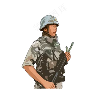 手绘风国庆节军人战士解放军人物