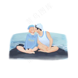 七夕节约会的情侣免扣矢量图