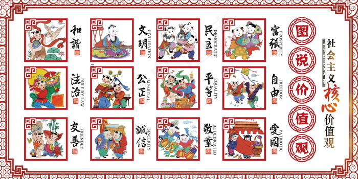 *核心价值观展板图片psd模版下载