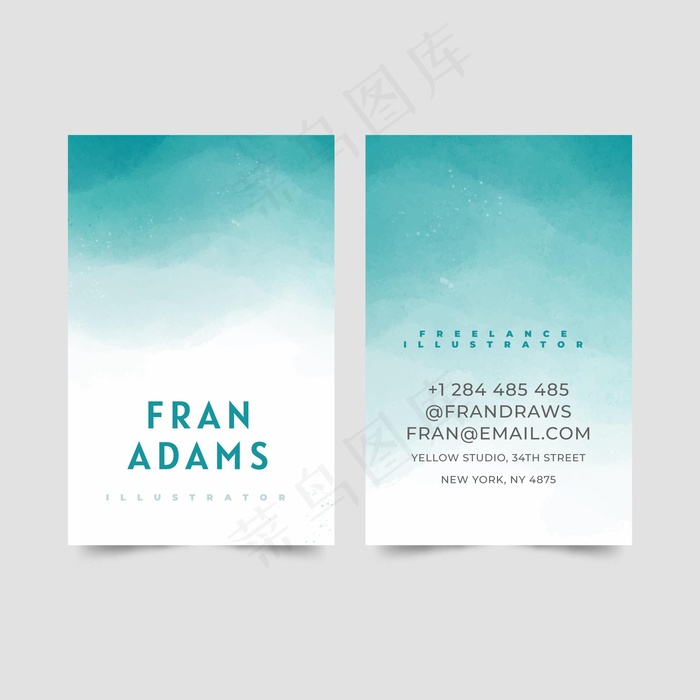 水彩画 名片模板