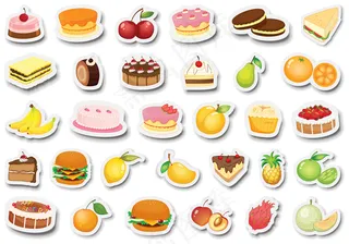一套甜点和水果贴纸
